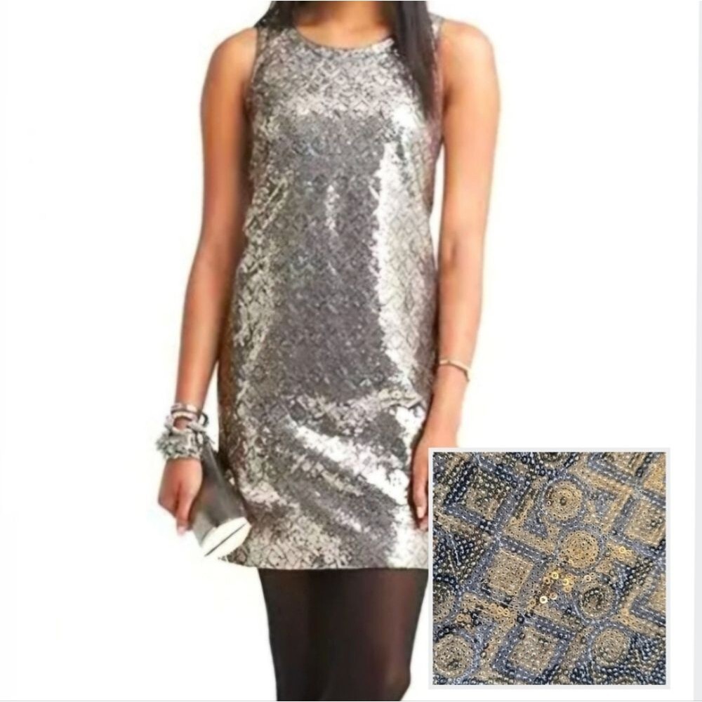 Banana Republic Silver and Blue Mini Dress